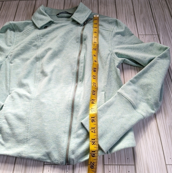 H by Halston Cotton French Terry Moto Jacket in Light Turquoise Size 10 - Picture 10 of 11
